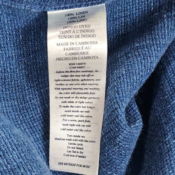 NWT Faherty Shirt Mens XXL Blue Linen Palma Short Sleeve Coastal Casual Nautical - Picture 8 of 11